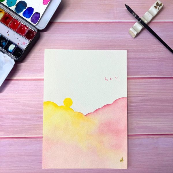 Aquarelle originale A5 Douceur