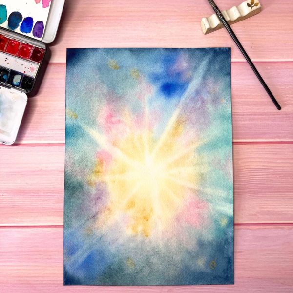 aquarelle-entre-ciel-et-mer-4 Aquarelle originale A4 Entre ciel et mer