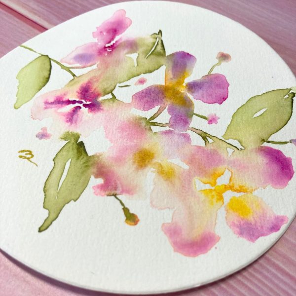 Aquarelle originale intuitive Fleurs libres